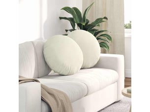 Lot de 2 coussins de siège, coussins décoratifs velours crème ø50 x 19 cm cf59891