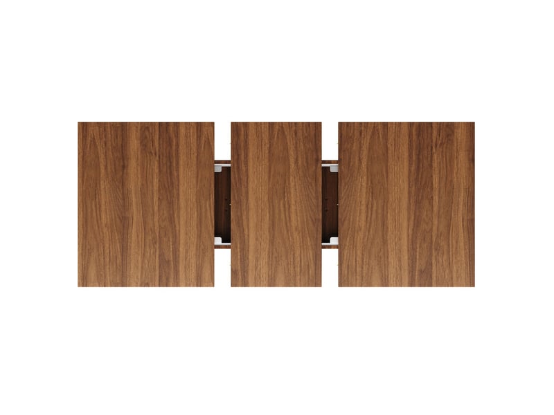  Table de salle à manger extensible 120-160×80×76cm, avec patins antidérapants réglables, moderne, noyer  - Conforama E