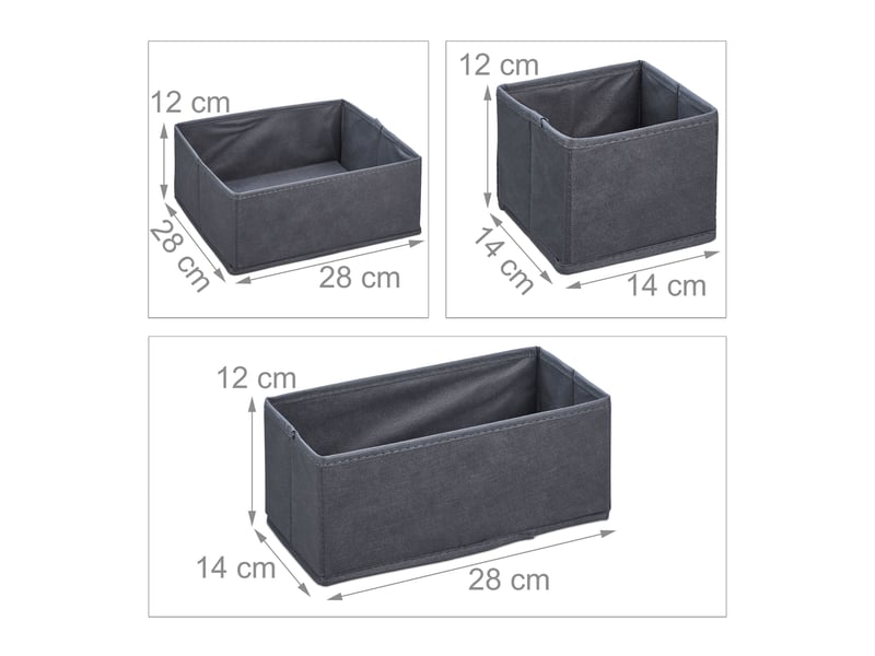 Lot de 6 boîtes de rangement pliables pour tiroirs 30 x 20 x 10 cm en tissu gris 13_0013864  - Conforama A
