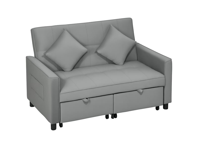  Canapé-lit convertible 2 places 4 en 1 en tissu avec coussins gris 140,5x90,5x89 cm  - Conforama A
