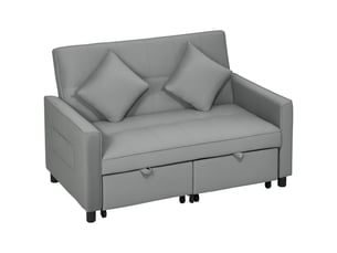 Canapé-lit convertible 2 places 4 en 1 en tissu avec coussins gris 140,5x90,5x89 cm