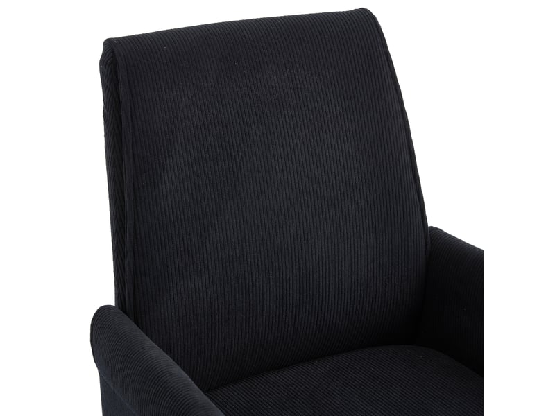  Fauteuil de bureau pivotant réglable noir en velours côtelé, dossier ergonomique et piètement doré élégant  - Conforama D