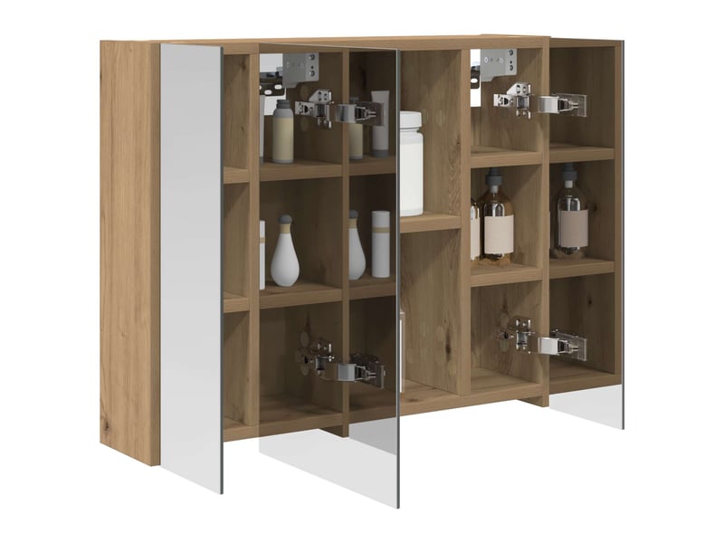  Amoire de salle de bain, meuble de salle de bain avec miroir chêne artisanal shl6221  - Conforama C