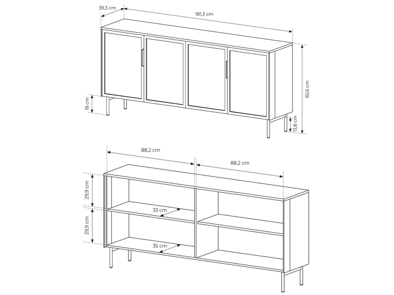  Selsey lumi – buffet 4 portes vitrées avec éclairage led - cachemire - 181 cm Lumi - Conforama E