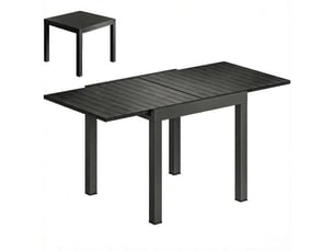 Table de jardin extensible aluminium 4-6 pers. À monter soi-même, effet bois, rallonge, 1 pièce