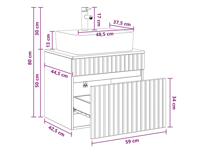 Ensemble de mobilier de salle de bain chêne sonoma cf64659 - Conforama E