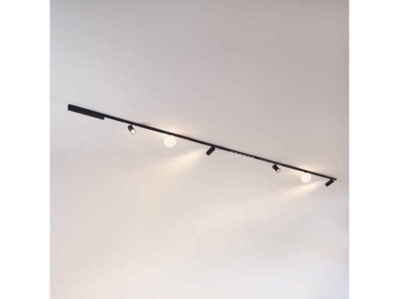 Rail magnétique 3 m noir 1 profilé 4 spots et 2 boules en verre 32w led - lyne Lyne - Conforama C