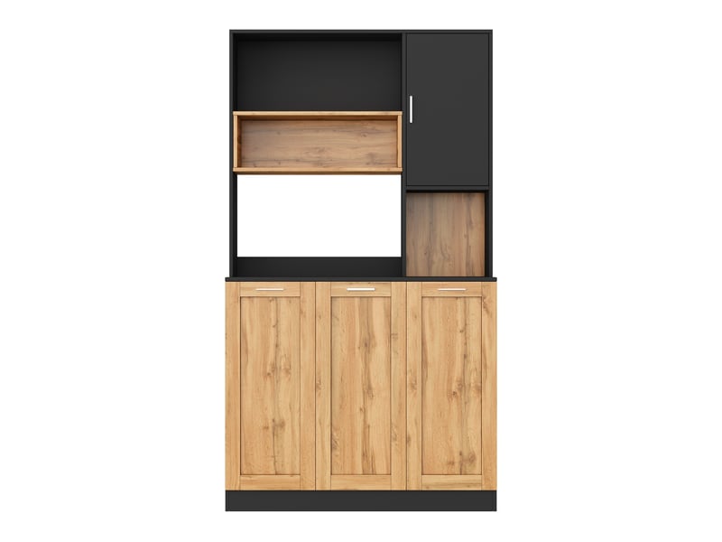  Armoire de cuisine haute avec éclairage led et prises, rangement avec étagères réglables, vitrine pour salon et salle à manger, 100 × 40 × 180 cm  - Conforama A