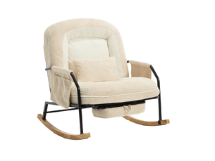 Fauteuil à bascule - 80x87x95 cm - fauteuil à basse moderne avec repose-pieds et dossier réglable - beige