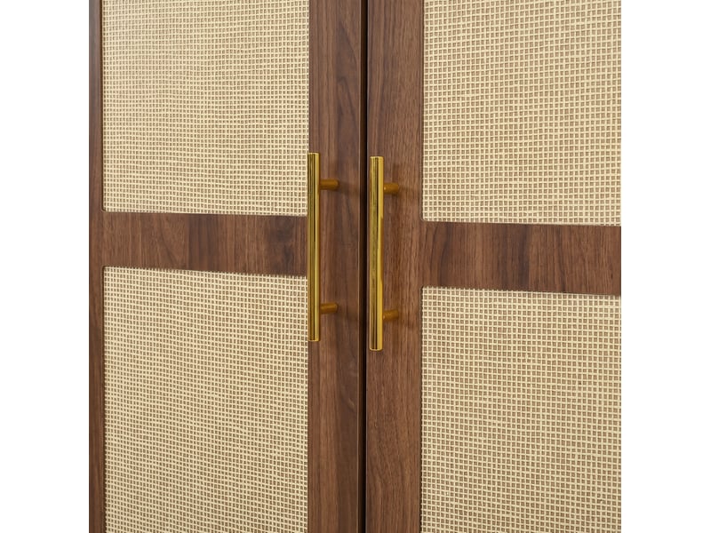  Haut meuble de rangement,76x40x179,5 cm,led, portes et tiroirs,mdf,noyer  - Conforama E