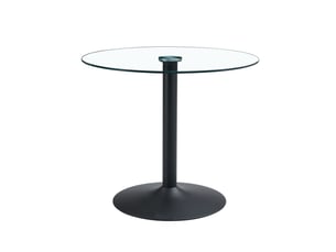 Table de bar ronde 85 cm avec plateau en verre trempé - base métallique stable, noir transparent 85 × 76 cm
