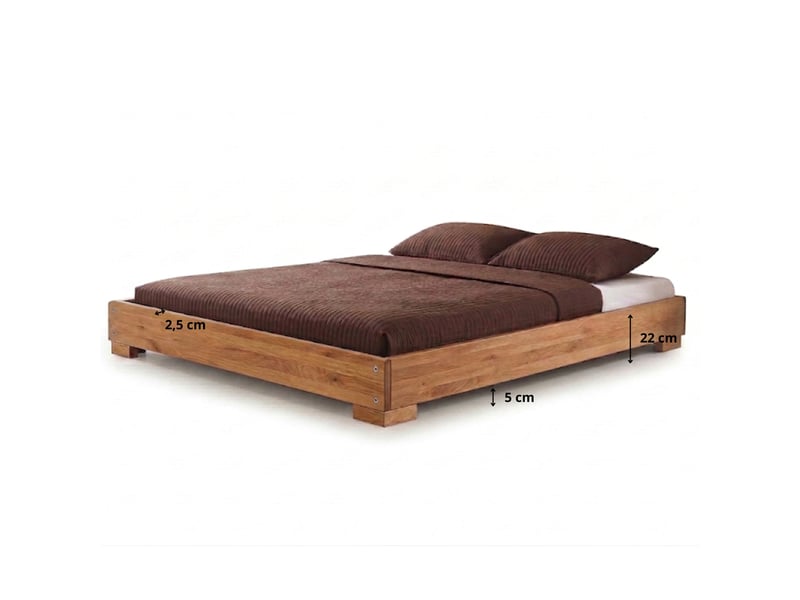  Lit 160x200 chêne massif clair terre de nuit  - Conforama D