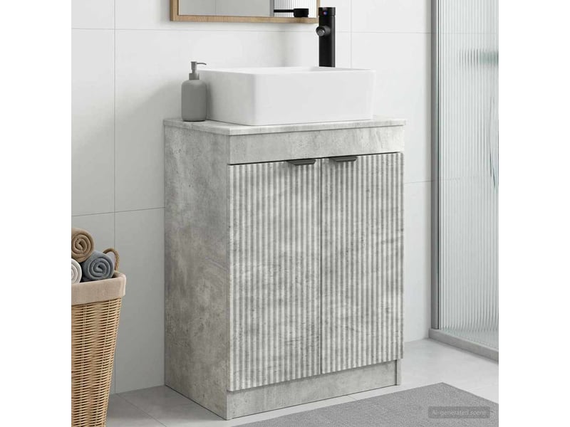 Meuble salle de bain avec évier, meuble de rangement gris béton 54x35x83 cm shl9892 - Conforama B