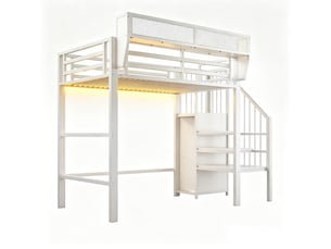 Lit superposé 90x200 cm OOIILLEE  CARDUME ESTIVAL coloris blanc