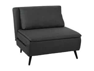 Fauteuil convertible 3 en 1 en lin dossier inclinable gris foncé 90 x 89 x 79 cm