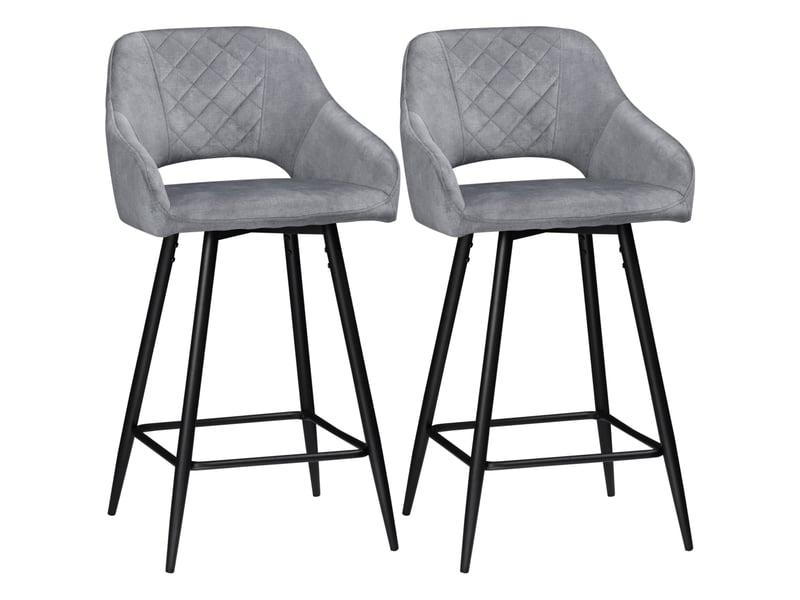 Tabourets de bar avec repose-pieds, dossier et housse, acier gris, 50 x 53 x 94 cm, 2 pièces  - Conforama A