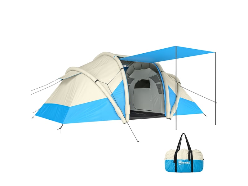  Tente gonflable, facile à monter, 4 personnes, 2 chambres, bleue  - Conforama A