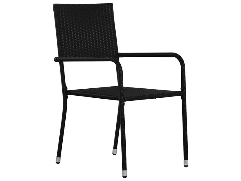 Chaise à dîner de jardin empilable 2 pcs - chaise d'extérieur noir résine tressée - Conforama A
