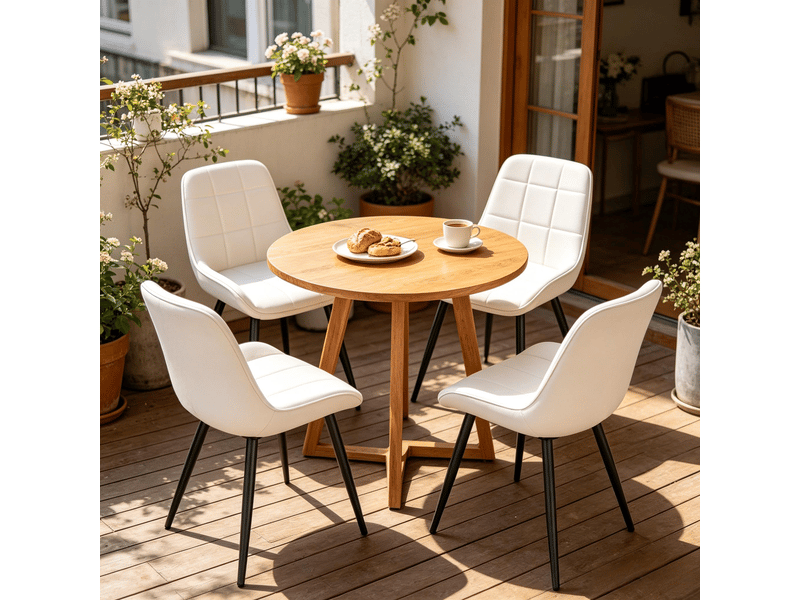  Lot de 4 chaises de salle à manger,43x52,5x81,5 cm,velours,noir et blanc  - Conforama D
