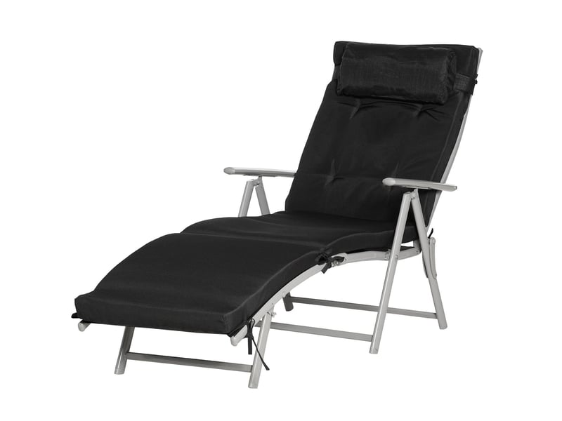  Bain de soleil pliable dossier réglable textilène noir 137 x 63.5 x 100.5 cm  - Conforama B