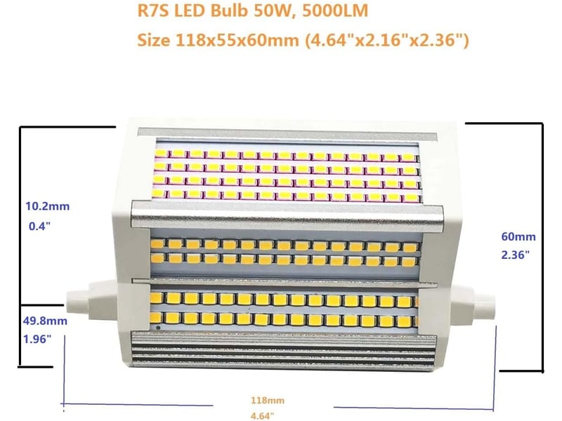  Ampoule r7s 118mm 50w 3000k dimmable 5000lm  - Conforama D