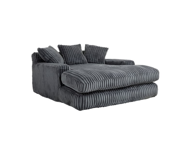  Canapé de sol modenvie en velours côtelé gris foncé 125 x 155 x 63 cm avec 3 coussins  - Conforama A