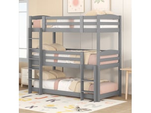 Lit superposé 90x200 cm <strong>HAVRYA</strong>  <strong></strong> coloris gris