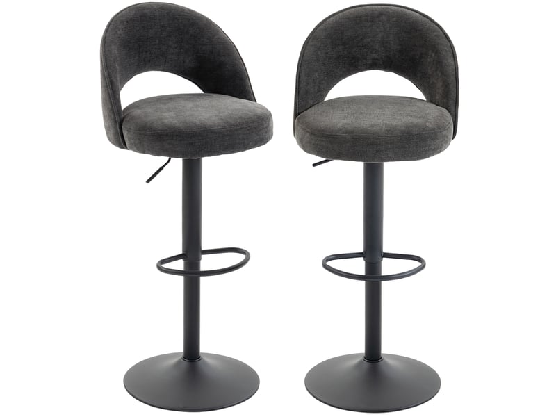  Ensemble de 2 tabourets de bar, réglables en hauteur et pivotants, pour comptoir, gris foncé  - Conforama B