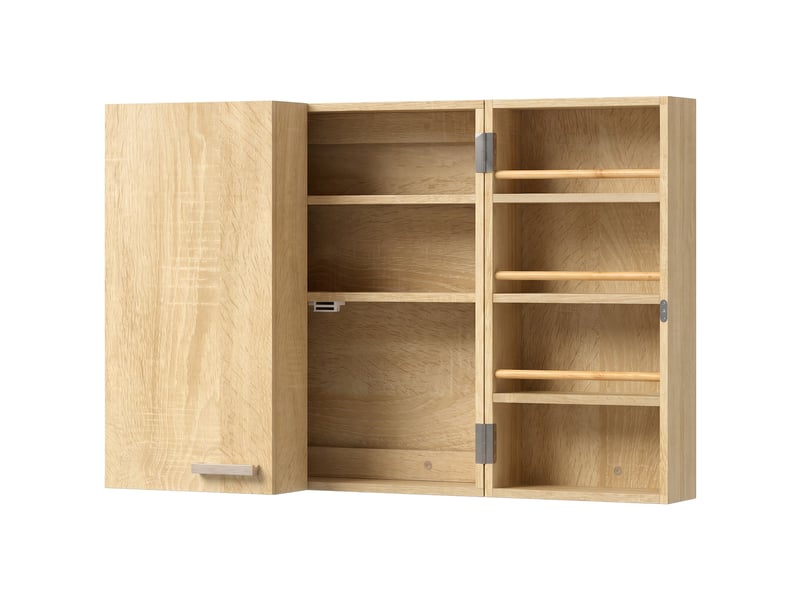 Armoire à pharmacie murale, armoire à médicaments avec double porte verrouillable 2 clés, 53x20x53cm, chêne - Conforama A