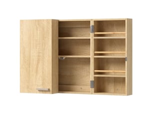 Armoire à pharmacie murale, armoire à médicaments avec double porte verrouillable 2 clés, 53x20x53cm, chêne