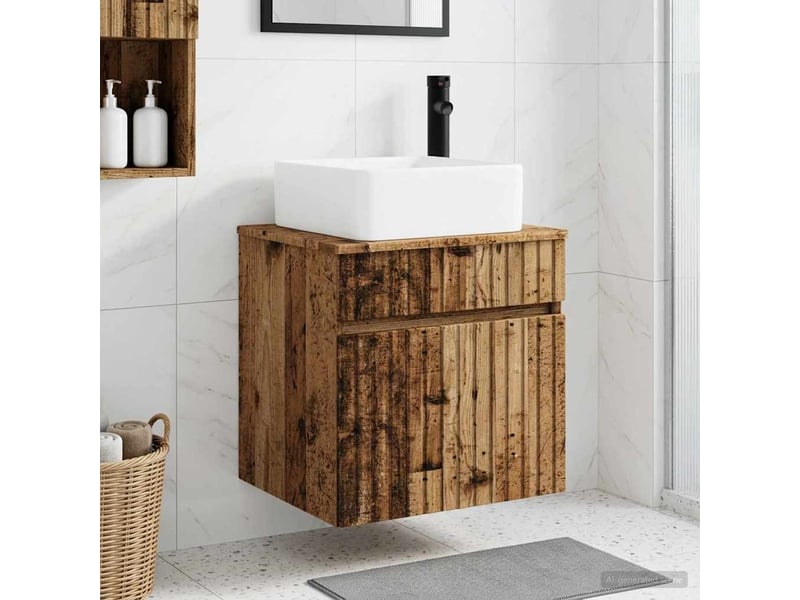  Meuble de lavabo mural, rangement salle de bain bois ancien 49x41x63 cm shl3401  - Conforama B