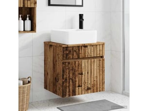 Meuble de lavabo mural, rangement salle de bain bois ancien 49x41x63 cm shl3401
