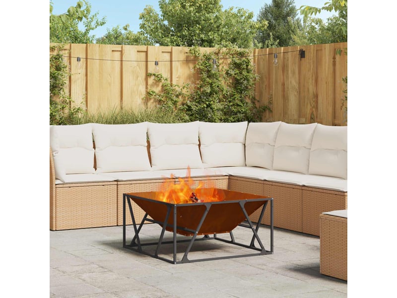  Brasero exterieur, foyer rouillé 80x80x40 cm acier patiné shl14748  - Conforama B