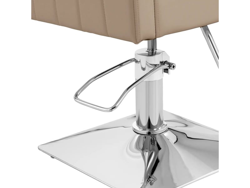 Fauteuil de coiffure professionnel avec repose-pieds hauteur d'assise 45-55 cm 150 kg acier mousse beige 14_0008981  - Conforama B