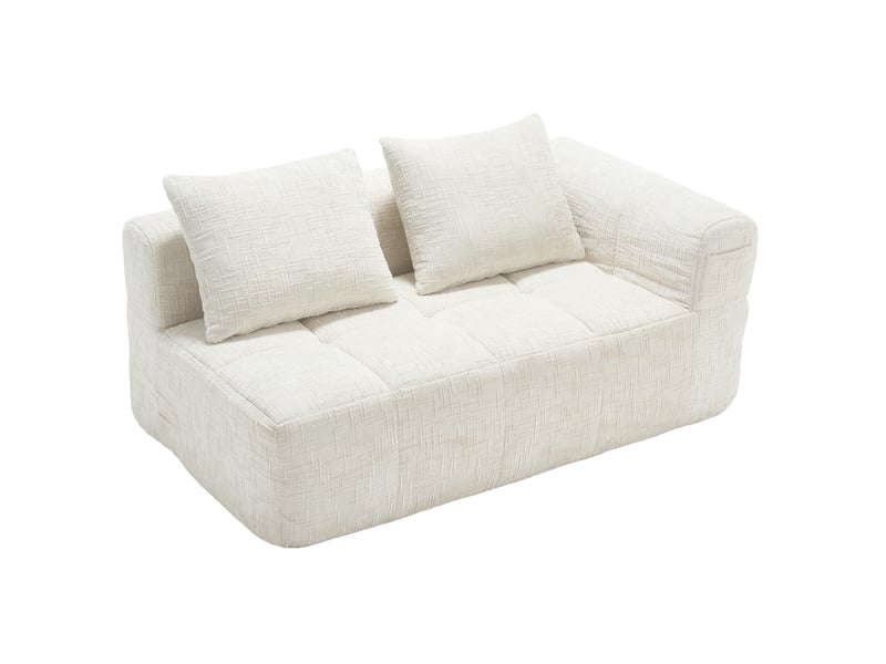  Canapé 2 places 158x90x60 cm, avec poche latérale, prêt à utiliser, finition tissu chenille jaune  - Conforama A