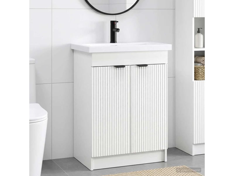 Ensemble de mobilier de salle de bain blanc 56x37.5x81 cm shl4361 - Conforama B