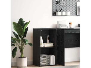 Étagère 2 niveaux, étagère de rangement 40 x 30 x 77 cm bois d'ingénierie chêne noir