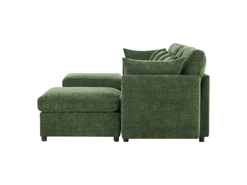  Canapé modulable,278x161x81 cm,6 places convertible ul,chenille,vert  - Conforama D