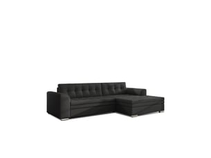 Canapé d'angle convertible conforto 4 places noir – angle droit