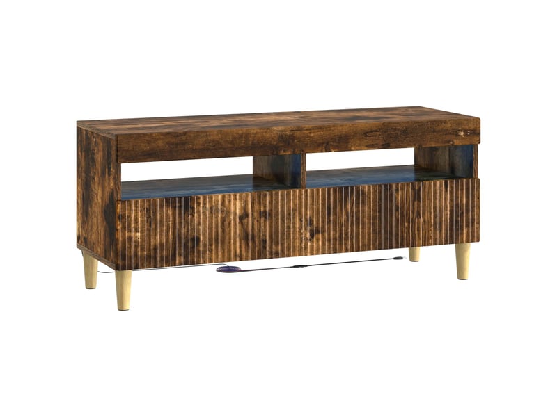  Ensemble de 3 meubles tv - banc tv - meuble de rangement led arnhem 3 pcs chêne fumé  - Conforama E