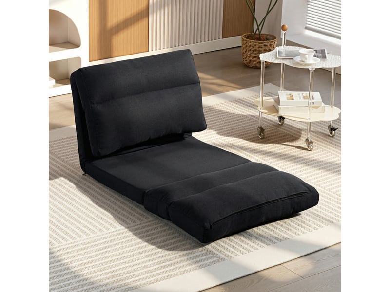  Fauteuil de sol canapé paresseux fauteuil convertible en lit inclinable 70 x 72 x 56 cm noir  - Conforama D