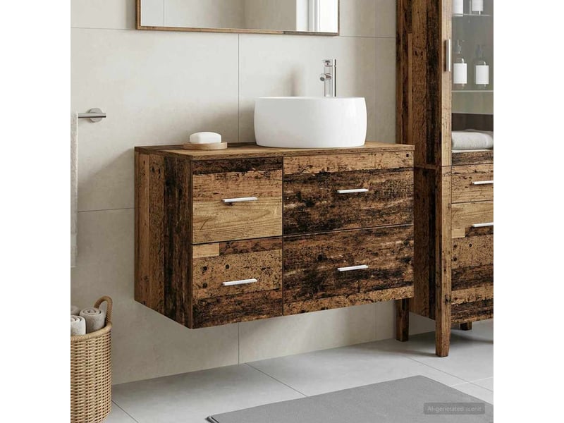 Ensemble de mobilier de salle de bain 2 pc bois ancien cf64029 - Conforama B
