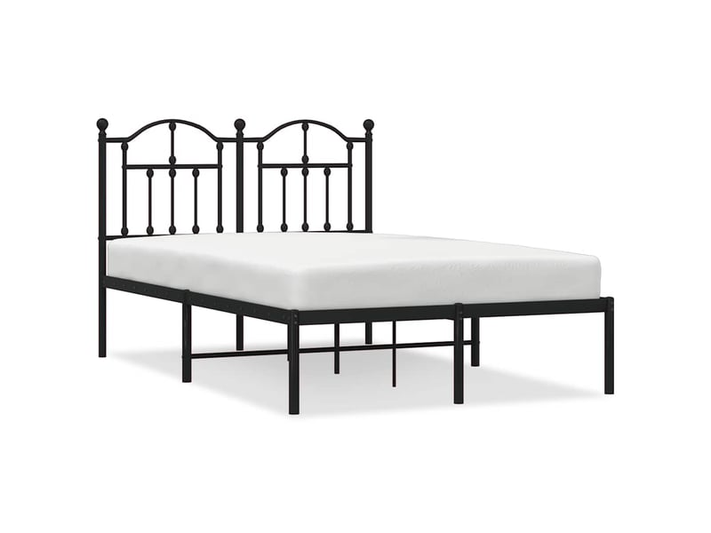  Lit double- lit adulte -  cadre de lit métal sans matelas avec tête de lit noir 120x190cm  - Conforama A
