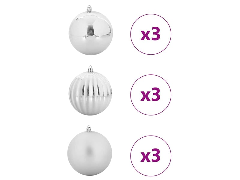  Ensemble de boules de noël xl 9 pc argenté ø 15 cm plastique cf61856  - Conforama C