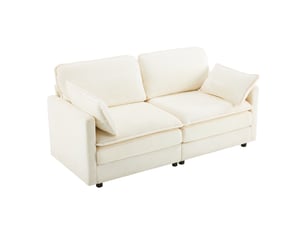 Canapé 2 places en tissu côtelé 167,5 x 75 x 85 cm design moderne minimaliste, assise confortable, structure en bois, beige