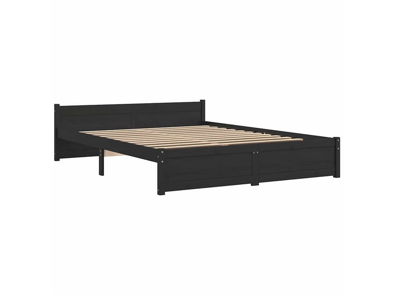  Lit double- lit adulte -  cadre de lit sans matelas noir bois massif 135x190 cm  - Conforama B