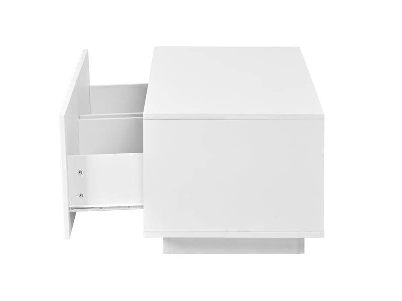  Ensemble de meuble tv et table basse blanc avec motif ondulé 3d, 4 tiroirs + 2 tiroirs  - Conforama E