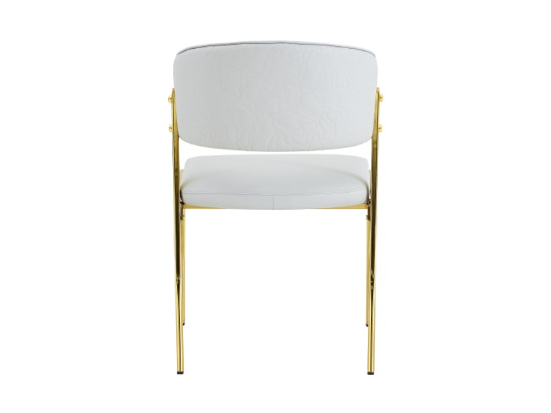  Ensemble 2 chaises salle à manger modernes – piètement métallique, assise et dossier rembourrés, solides  - Conforama E