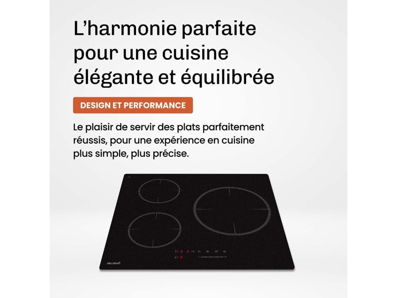  Plaque induction encastrable 3 zones foyer xl 280mm 6500w - verre noir mat antirayure - 3 boosters - pause - marque francaise  - Conforama C