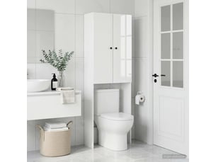 Armoire de toilette, meuble de toilette breda blanc brillant 66x25.5x190 cm